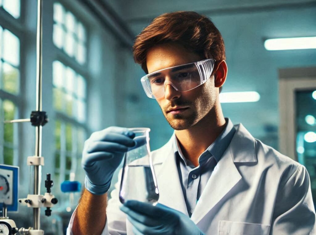 Lab tech testing water sample