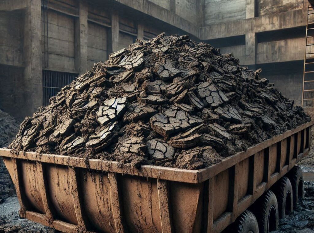 dumpster filled with wastewater sludge (2)