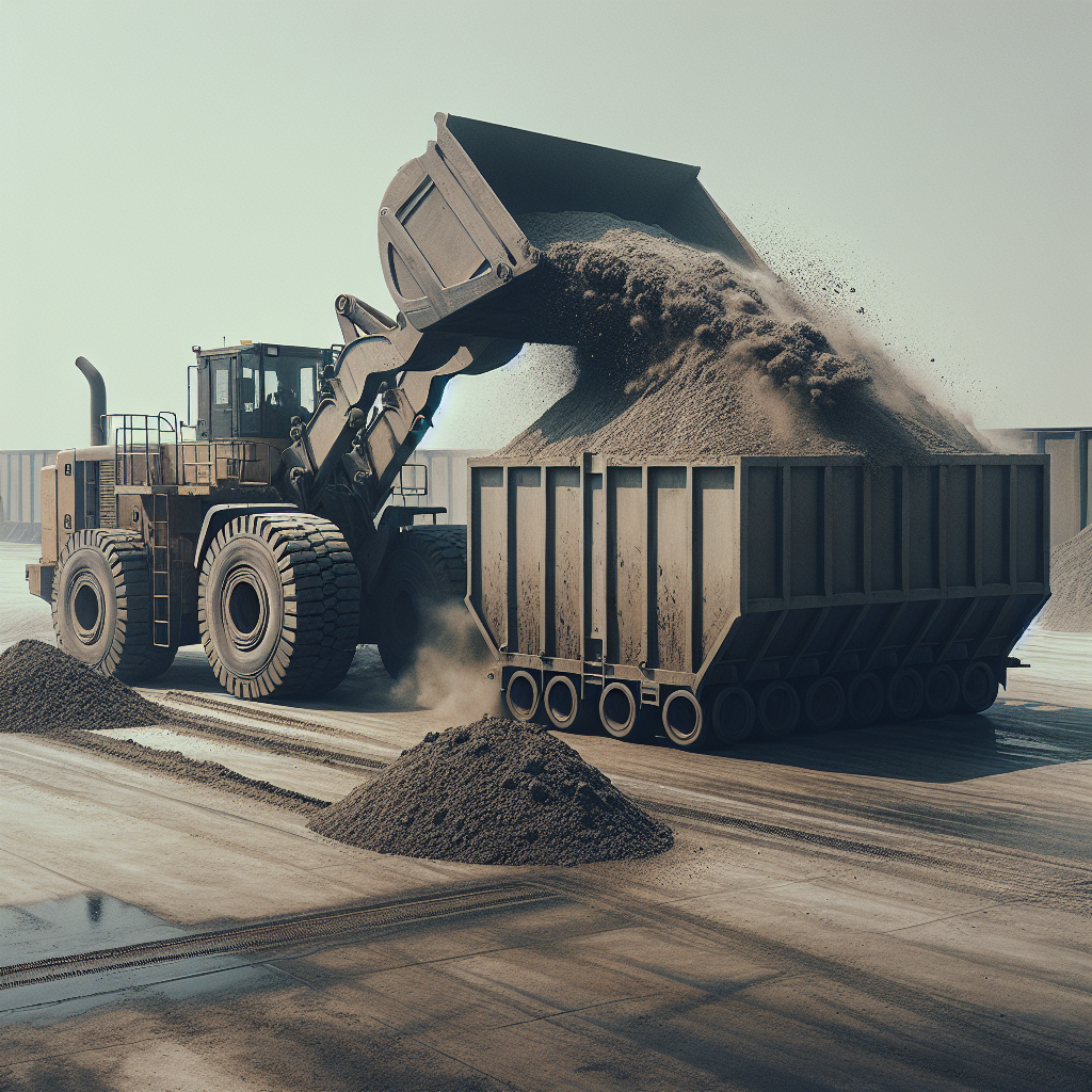 loader loading roll off drum with sludge