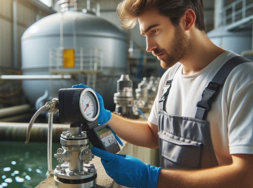 wastewater operator looking at gauge (2)